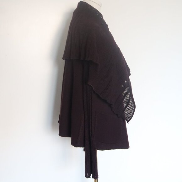 Ernestina Cerini 100% Wool Knit Shawl Collar Cardigan Wrap Sweater Made in Italy - Picture 4 of 9